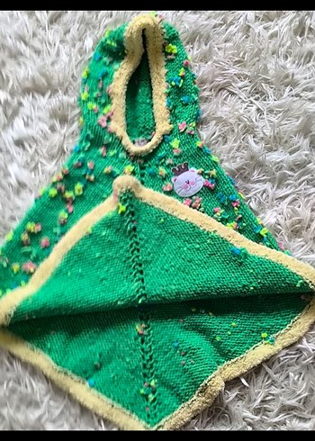 handmade  elemeği göznuru Renkli Nakşlı Kız Çock Kapüşonlu Panço - Görsel 3