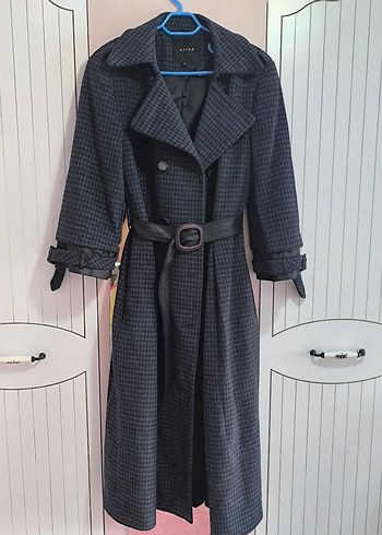 Uzun Ekoseli Kadın Kaban - Görsel 5