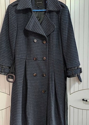 Uzun Ekoseli Kadın Kaban - Görsel 4