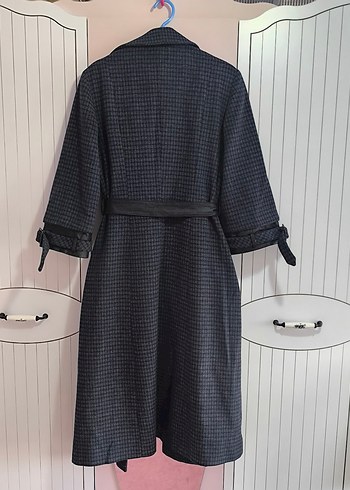 Uzun Ekoseli Kadın Kaban - Görsel 3