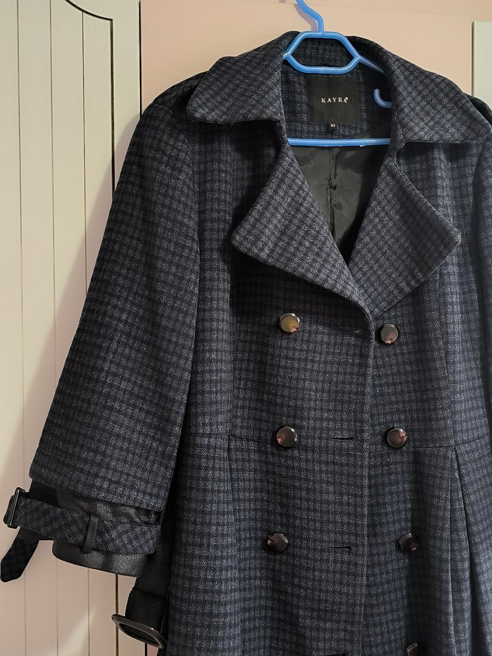 Uzun Ekoseli Kadın Kaban - Görsel 2