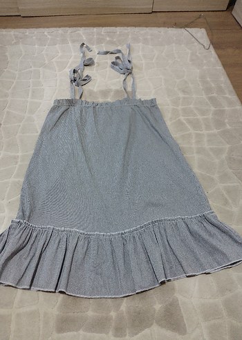 Trendyol & Milla Gri Denim Fırfırlı Midi Kız Elbisesi
