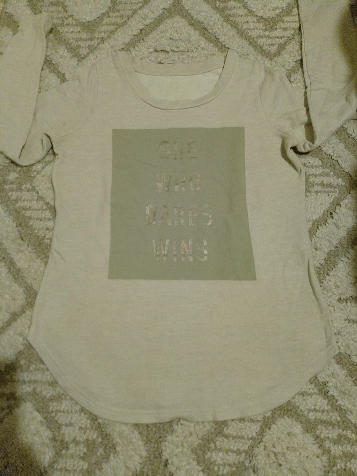 Kız Çocuk Bej Uzun Kollu Baskılı Keten Tişört - Görsel 2