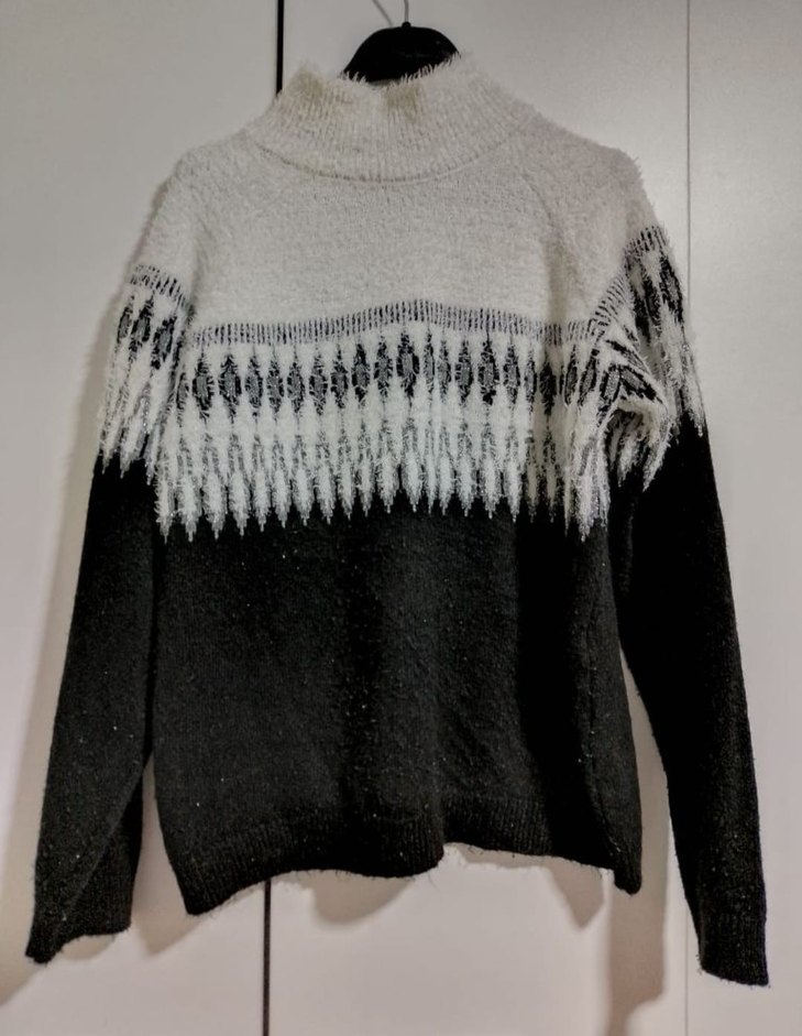 i Desenli Yüksek Yaka Örgü Kazak - Görsel 2