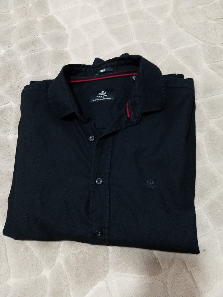 Erkek Siyah Uzun Kollu Düğmeli Gömlek - Görsel 2