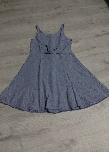Diğer Düğmeli V Yaka Midi Keten Elbise