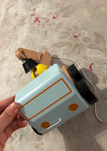 Pastel Renkli doğal Ahşap Oyuncak Kamyon - Görsel 3