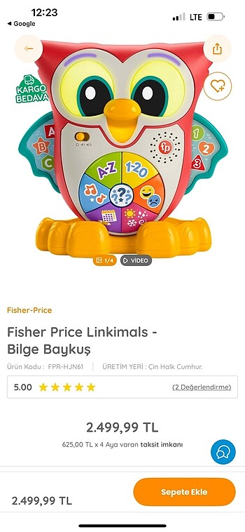 Ficher price eğitici baykuş