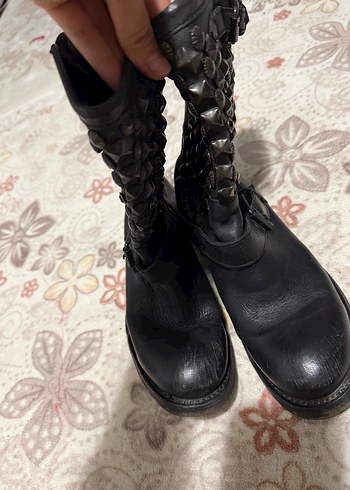 Siyah Deri Goth Punk Botlar - Görsel 5