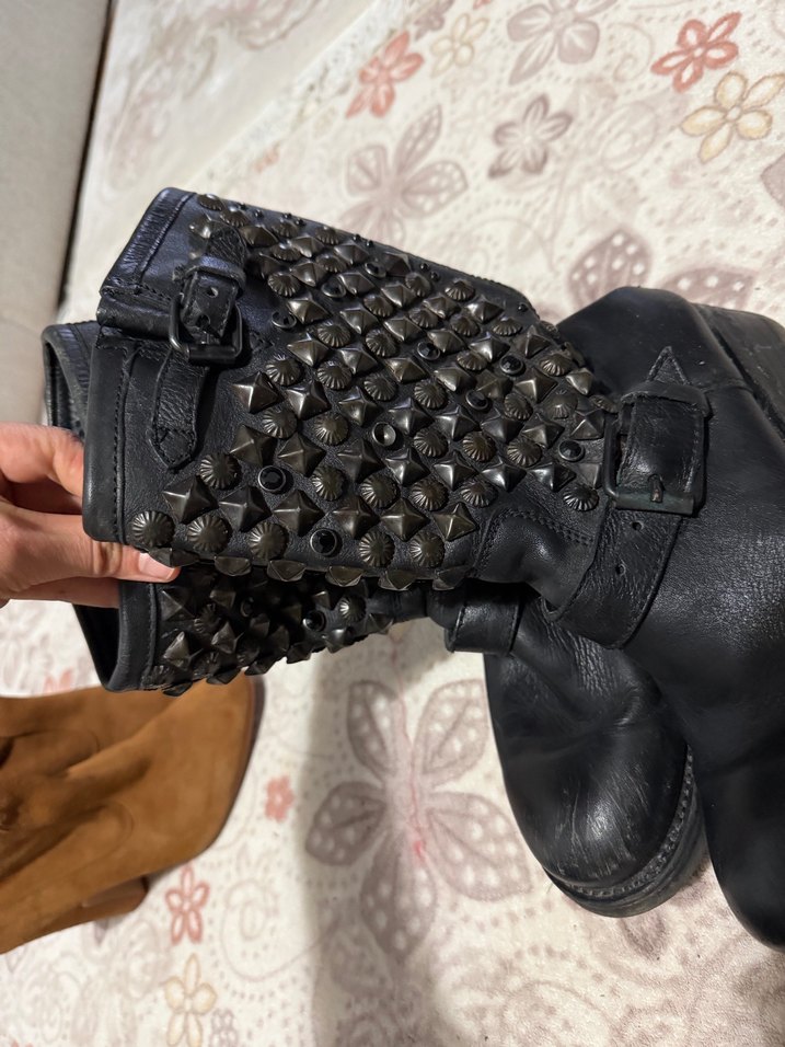 Siyah Deri Goth Punk Botlar - Görsel 2