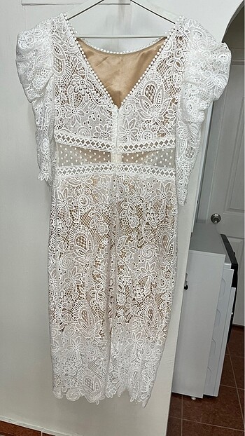 Beyaz Dantel Detaylı Elbise / İsteme söz mezuniyet - Görsel 5