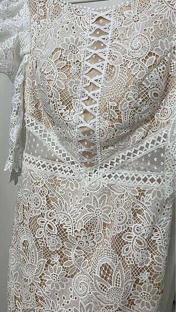 Beyaz Dantel Detaylı Elbise / İsteme söz mezuniyet - Görsel 6