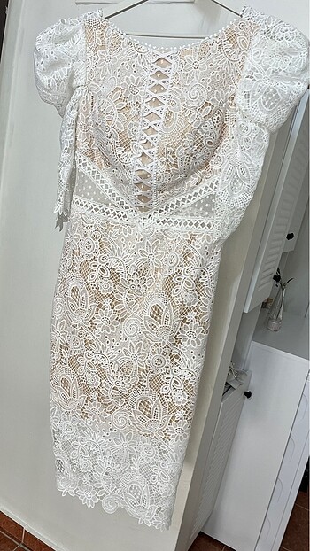 Beyaz Dantel Detaylı Elbise / İsteme söz mezuniyet - Görsel 7