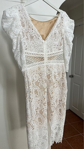 Beyaz Dantel Detaylı Elbise / İsteme söz mezuniyet - Görsel 8