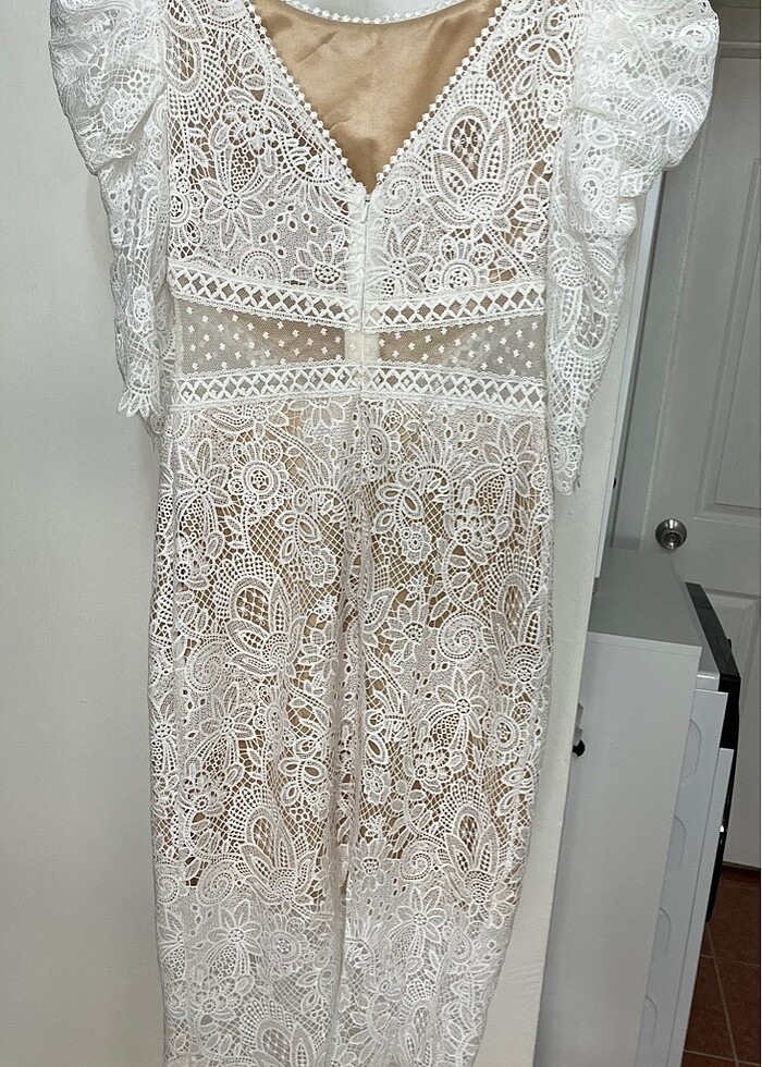 Beyaz Dantel Detaylı Elbise / İsteme söz mezuniyet - Görsel 5