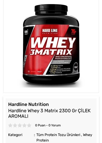 Hardline Whey 3 Matrix 2300 Gr Çilek Aromalı