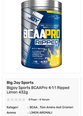Bigjoy Sports BCAAPro 4:1:1 Ripped Limon 432g