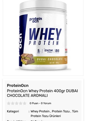 ProteinOcn Whey Protein 400gr Dubai Çikolata Aromalı