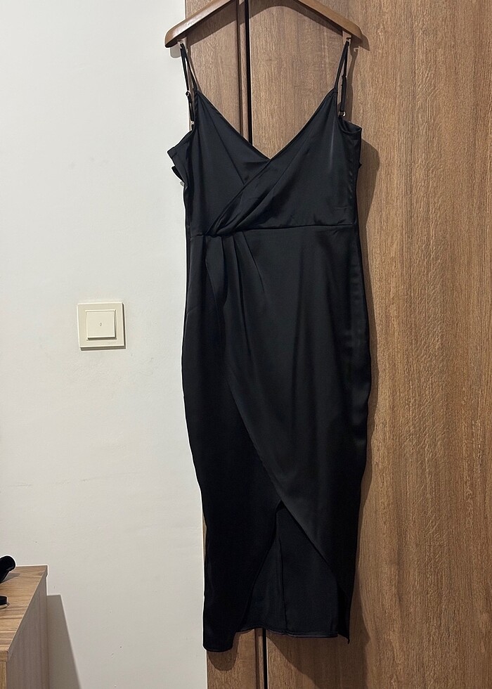 Siyah Saten Elbise - Görsel 2