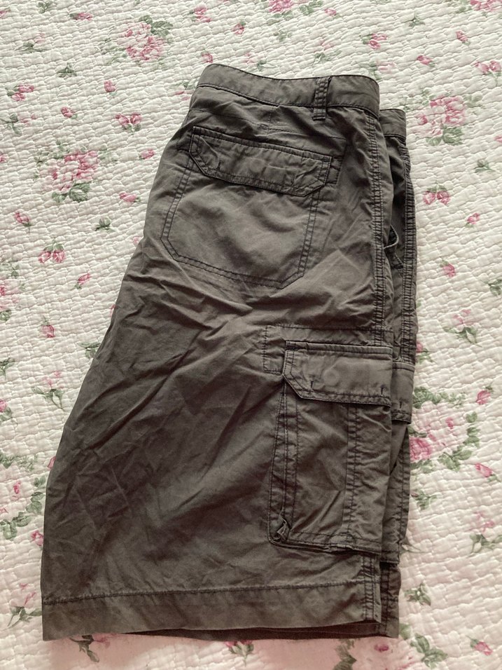 Kahverengi keten bel kemerli erkek bermuda şort - Görsel 2