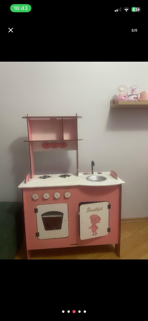 Pastel Pembe Çocuk Oyun Mutfak Seti - Görsel 4