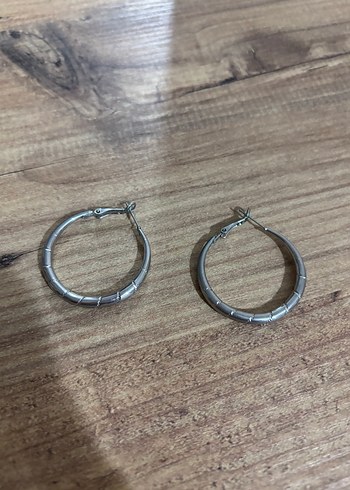 Bohem Gri Midi Halka Küpe Seti - Görsel 2