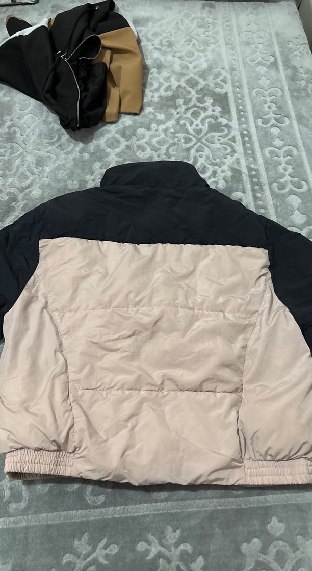 Kürklü Bej-Siyah Kadın Kışlık Ceket - Görsel 4