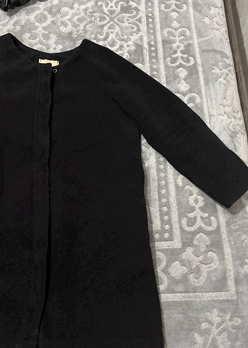 Düğmeli Siyah Hamile Midi Kaban - Görsel 2