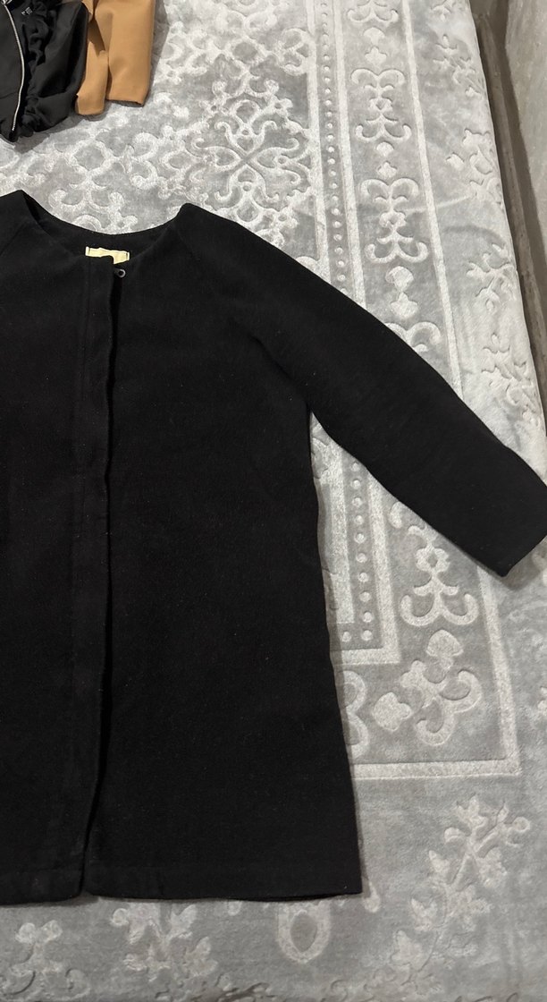 Düğmeli Siyah Hamile Midi Kaban - Görsel 2