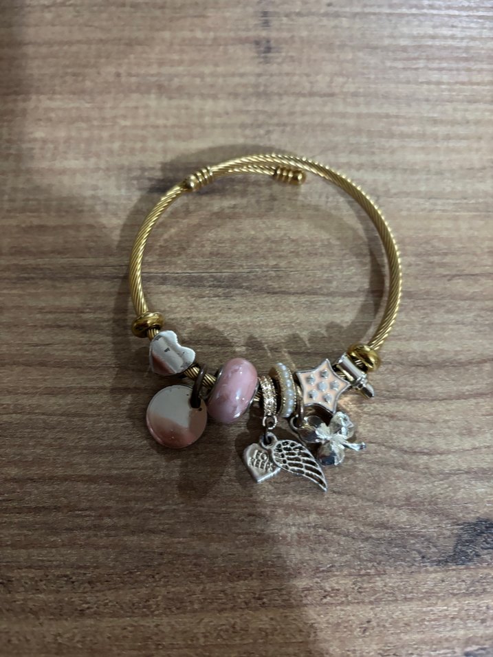 Bohem Papatya Desenli Altın Renk Bileklik - Görsel 2