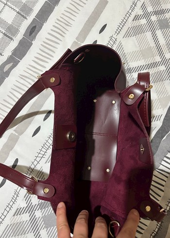 Bordo Deri Kadın Omuz Çantası - Görsel 2