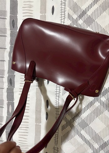 Bordo Deri Kadın Omuz Çantası - Görsel 5