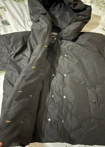 Kadın Siyah Midi Kışlık Kapüşonlu Mont - Görsel 2