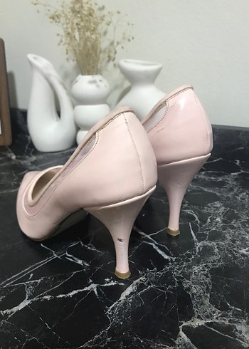 38 Beden Dantel Detaylı Pembe Stiletto Kadın Ayakkabı