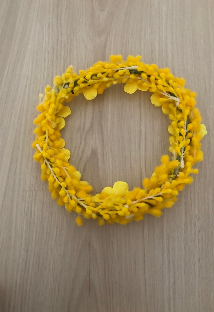 Sarı Çiçekli Örgü Saç Aksesuarı - Görsel 2