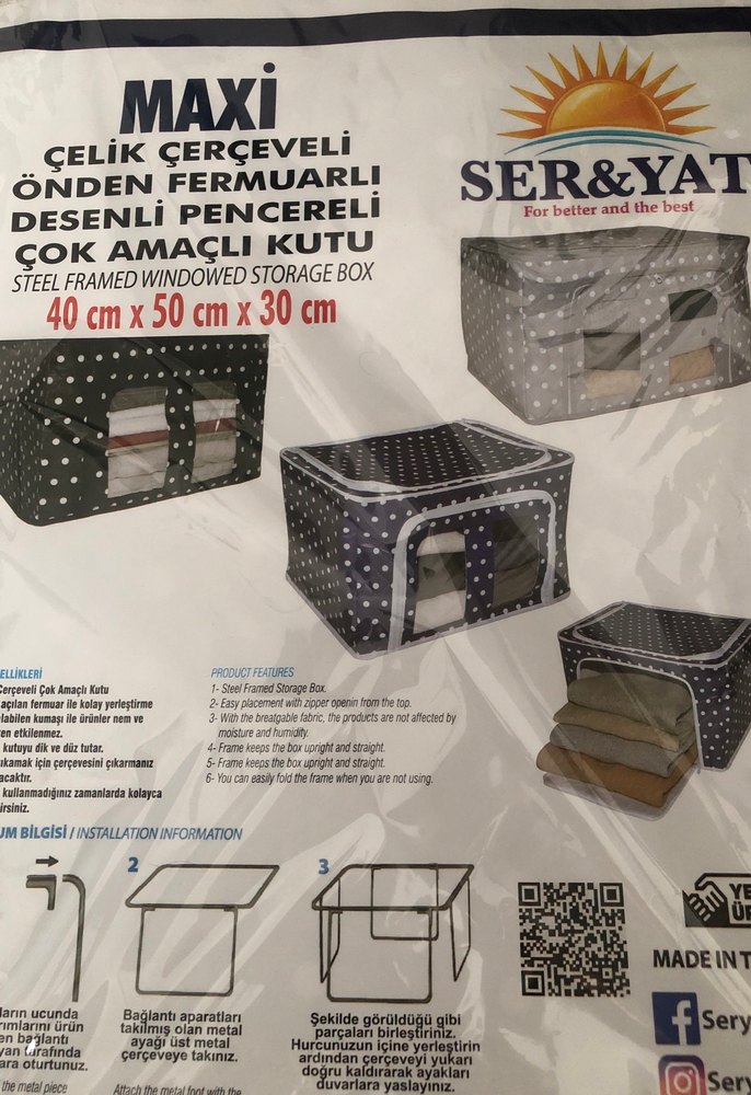 Gri Desenli Çelik Çerçeveli Saklama Kutusu - Görsel 2