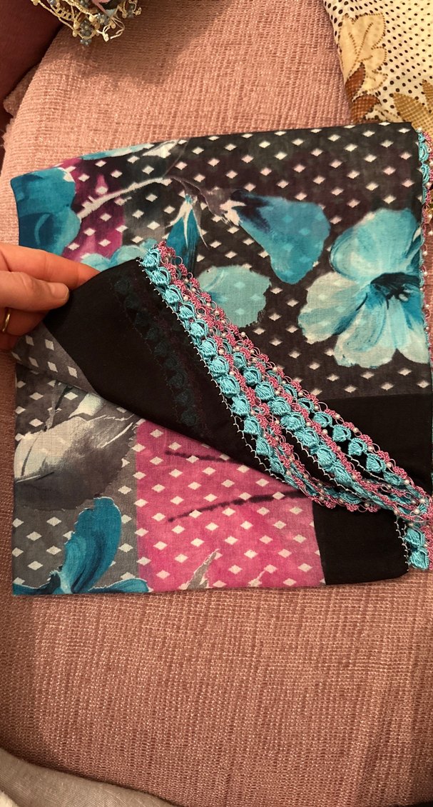 Dantel Detaylı Çok Renkli Bohem Kadın yazma - Görsel 2