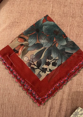 Bordo Dantel Detaylı Bohem Kadın yazma - Görsel 2