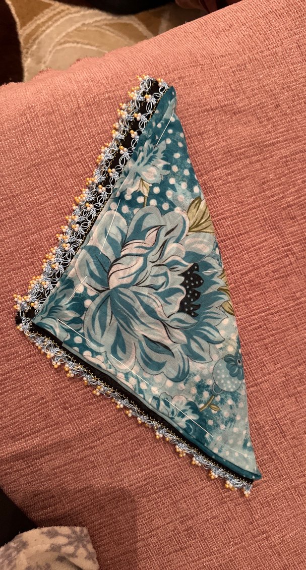 Boncuk İşlemeli Turkuaz Bohem Kadın yazma - Görsel 2