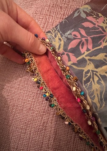 Boncuklu Çok Renkli Bohem Kadın yazma - Görsel 4