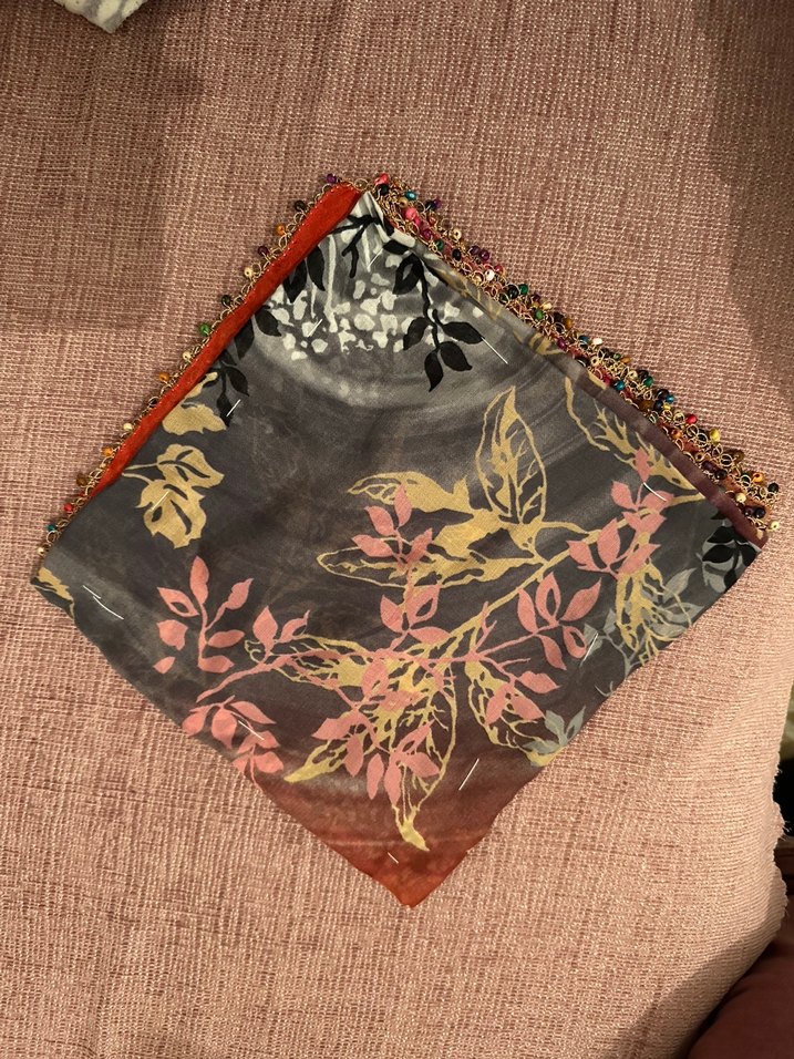 Boncuklu Çok Renkli Bohem Kadın yazma - Görsel 2