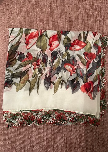 Dantel Kenarlı Bohem Çok Renkli Kadın yazma - Görsel 2