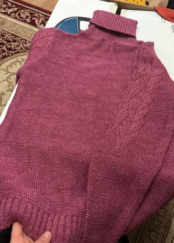 Bordo Bohem Boğazlı Örgü Kadın Kazak - Görsel 2