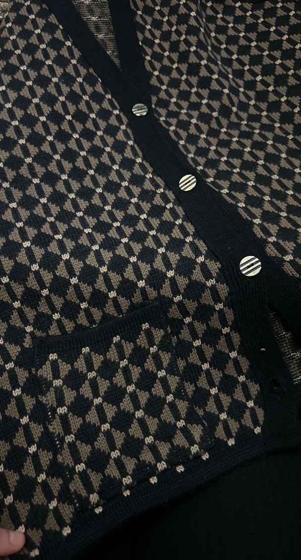 Düğmeli Desenli Siyah Kadın Yelek - Görsel 3