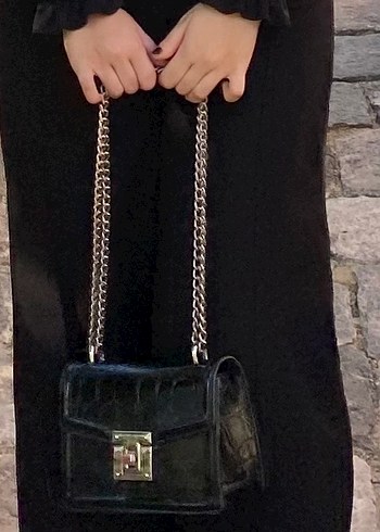 Stradivarius Siyah Deri Kadın Çanta - Görsel 7