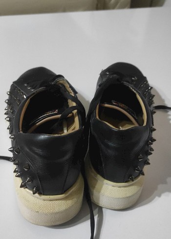 Perçinli Deri Rock Punk Kadın Spor Ayakkabı - Görsel 4