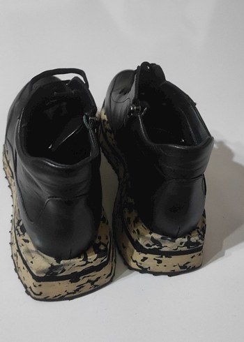 Siyah gerçek deri Topuklu Kadın Spor Ayakkabı - Görsel 5