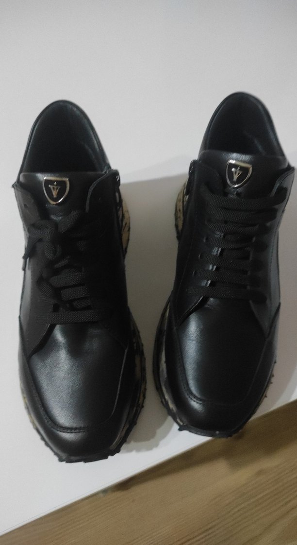 Siyah gerçek deri Topuklu Kadın Spor Ayakkabı - Görsel 4