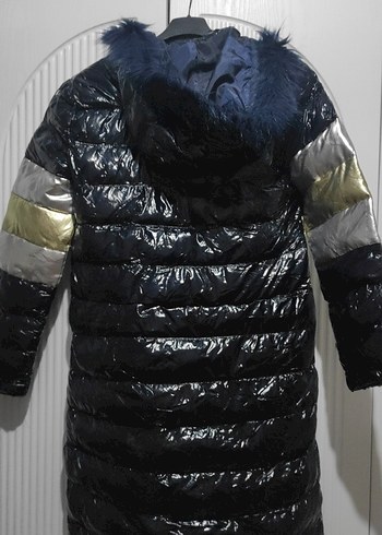 Lacivert Uzun Kadın Kışlık Ceket - Görsel 2