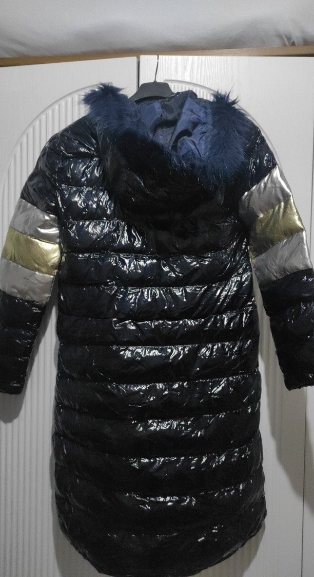 Lacivert Uzun Kadın Kışlık Ceket - Görsel 2